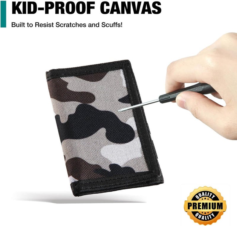 Lamumu Kids Wallet for Boys, Little Boys Wallet for Kids, Camo Wallets for Teen Boy, RFID Nylon Canvas Wallets with Coin Pocket for Birthday & Christmas Gifts - Image 3